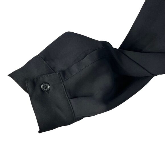 Lane Bryant SZ 26/28 Button-Up Top Long Roll-Tab Sleeves Pockets Collared Black - Picture 3 of 11